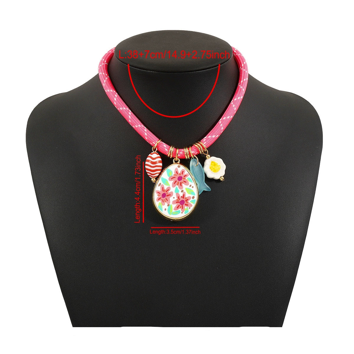 Just Lil Things -Pink Rope with Floral Pendant & Cute Accents Necklace – jltn1589