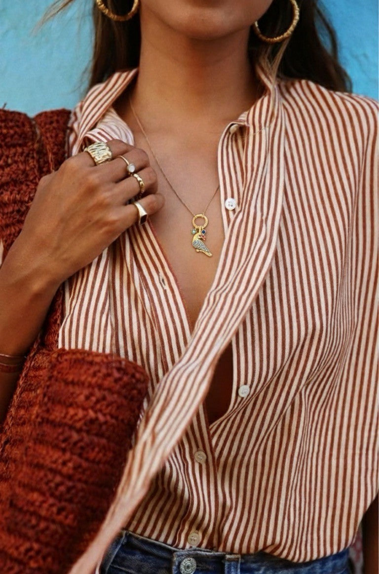 Just Lil Things Tropical Parrot Pendant Necklace With Crystal Embellishments jltn1598