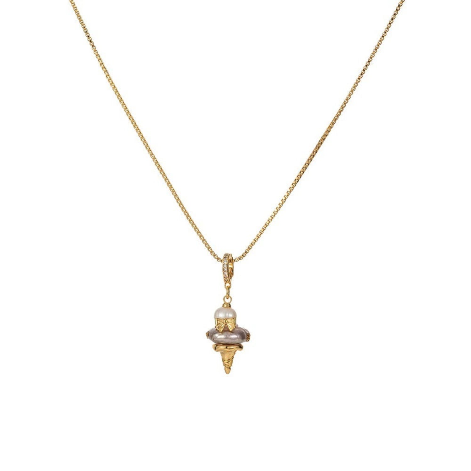 Just Lil Things Golden Ice Cream Cone Pendant Necklace jltn1617