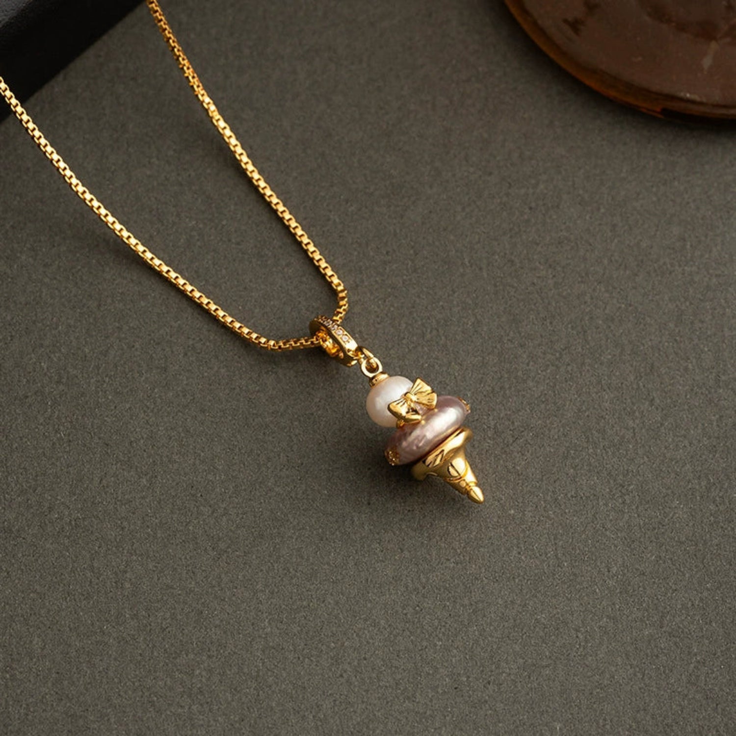 Just Lil Things Golden Ice Cream Cone Pendant Necklace jltn1617