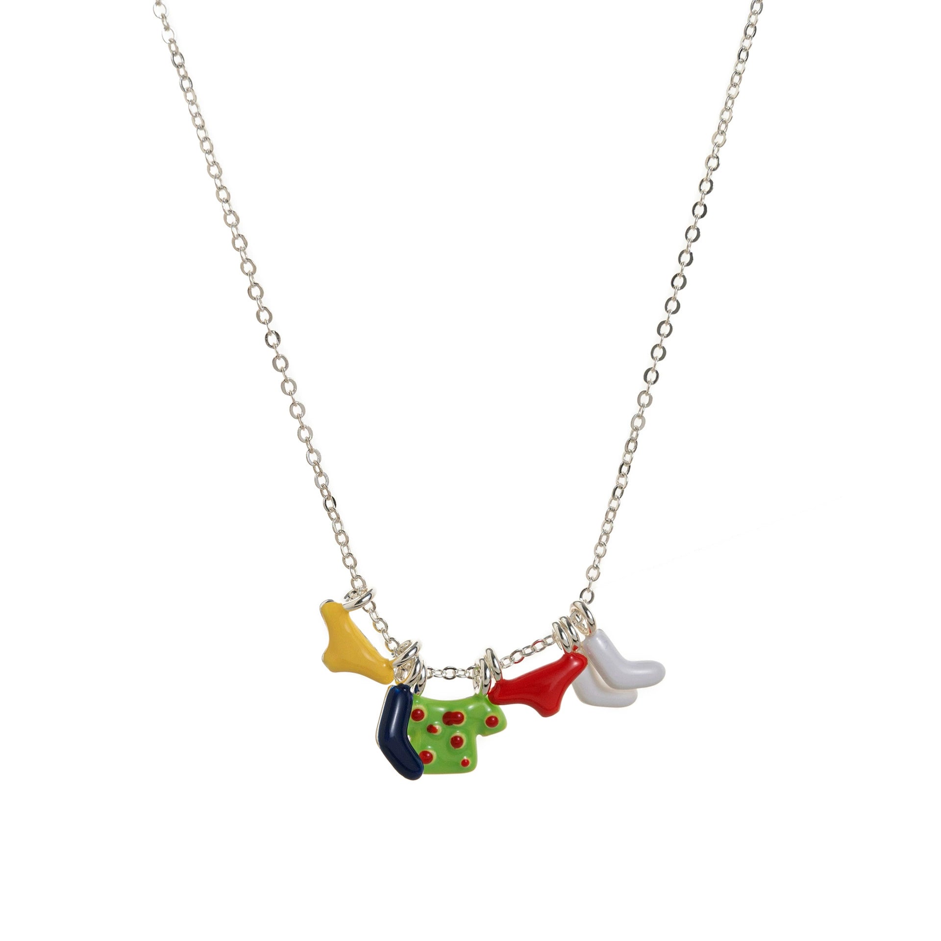 Just Lil Things Playful Charm Necklace – Mini Clothesline Design jltn1622
