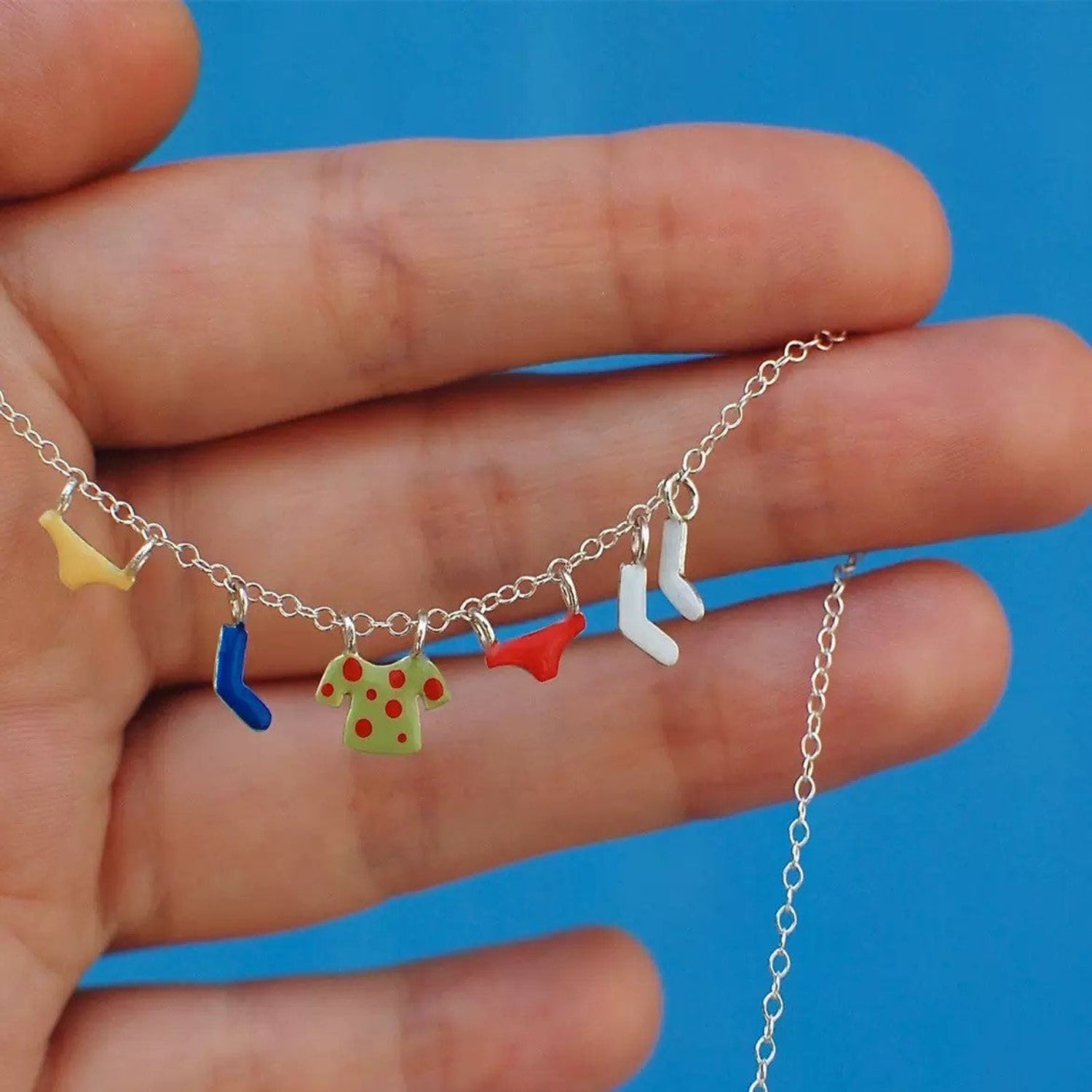 Just Lil Things Playful Charm Necklace – Mini Clothesline Design jltn1622