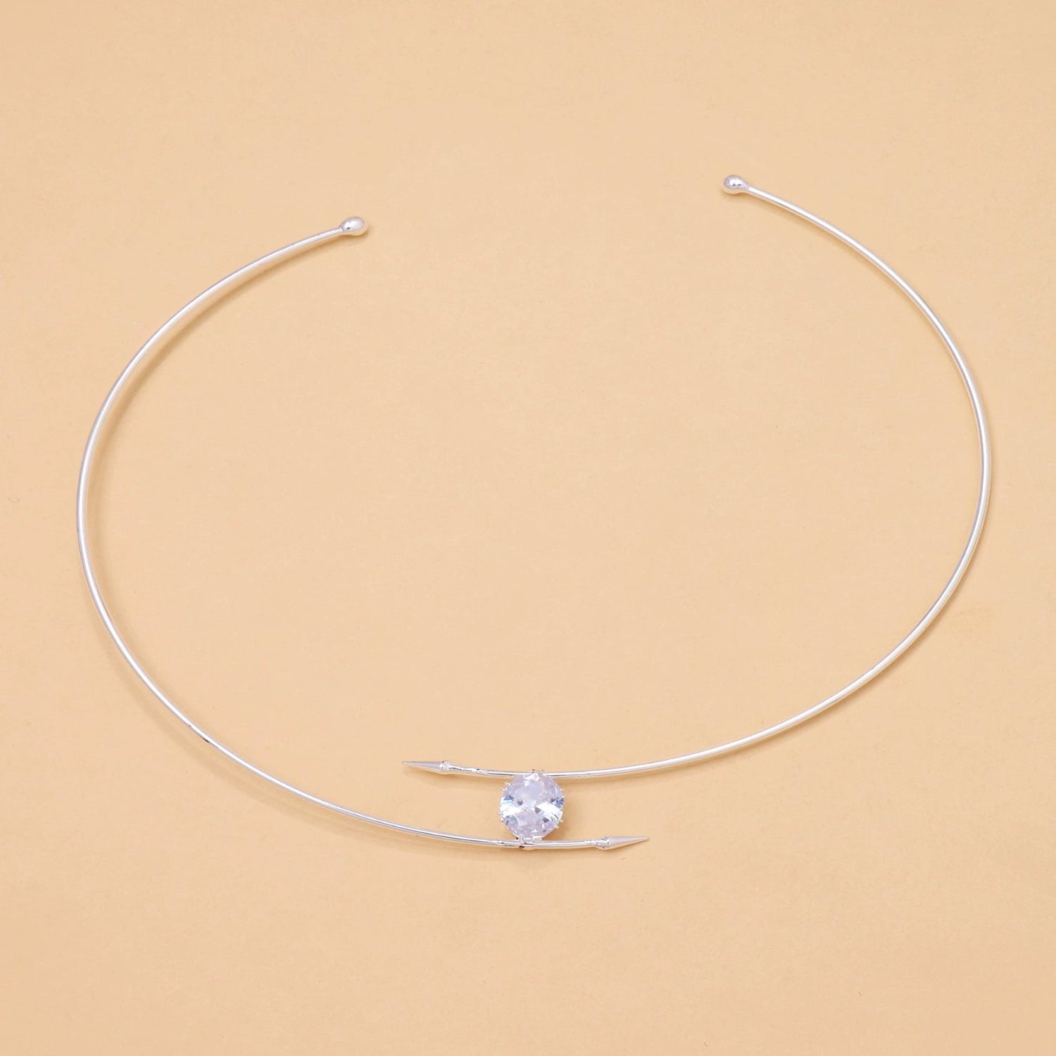 Just Lil Things Minimalist Choker with Arrow Design and Crystal Accent jltn1627