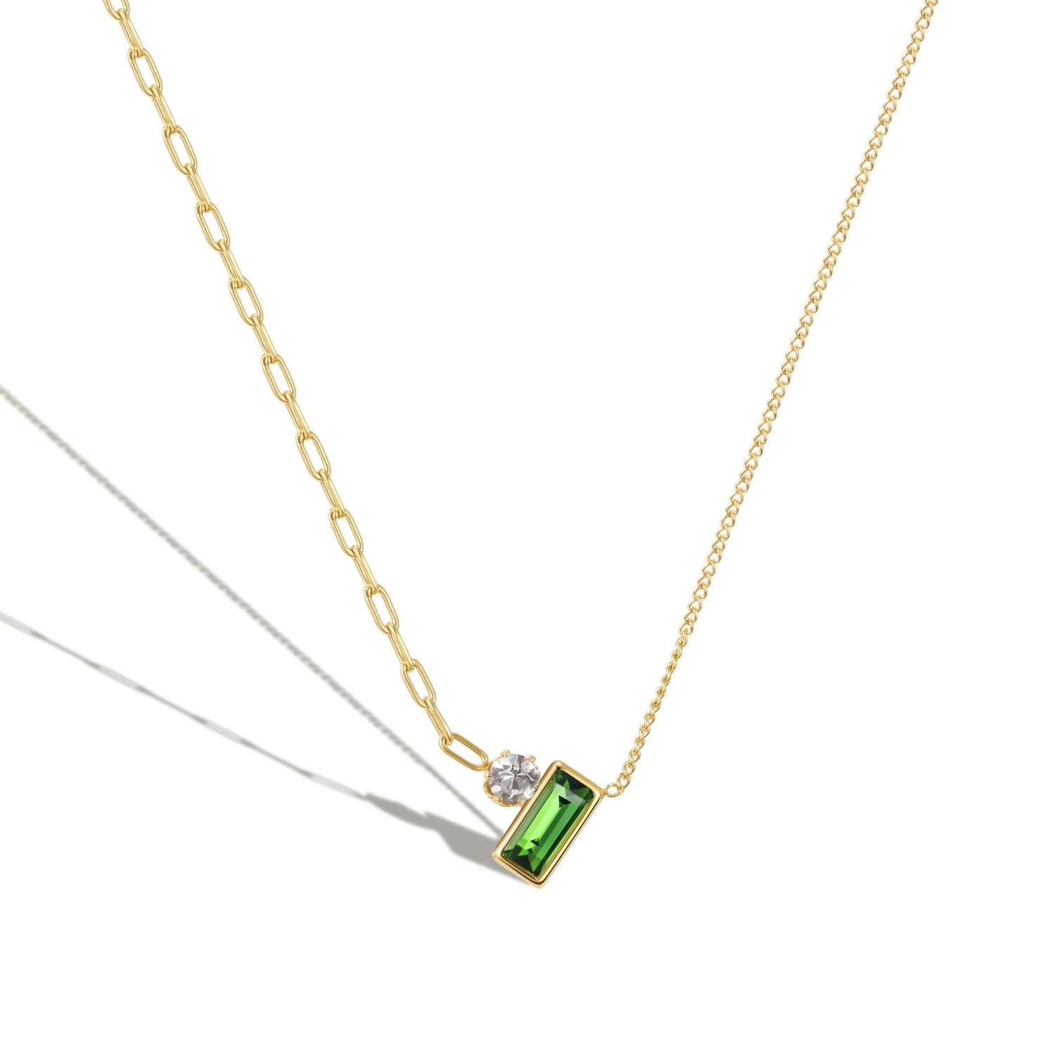 Just Lil Things Emerald Baguette Pendant Necklace with Solitaire Accent jltn1631