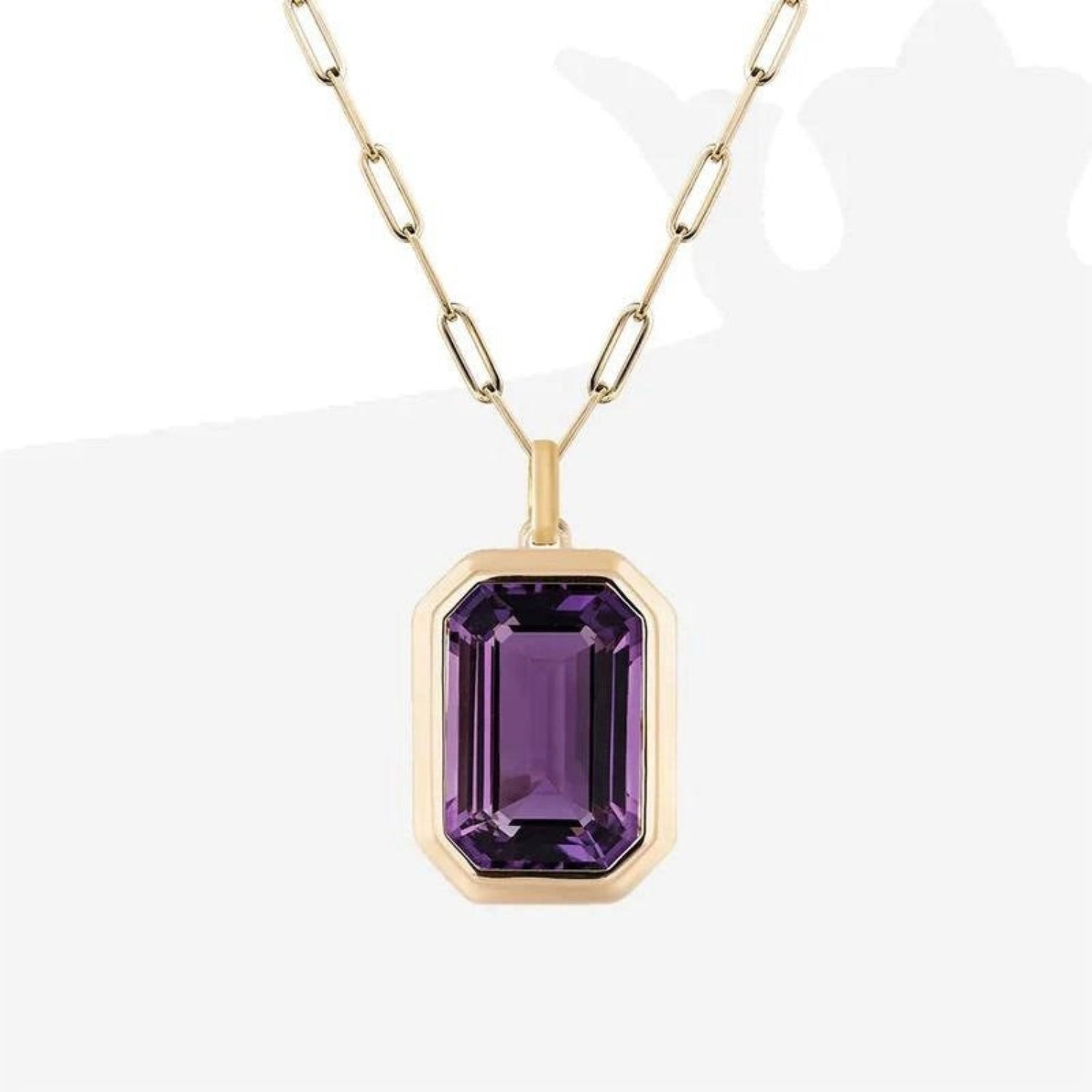 Just Lil Things Amethyst Luxe Rectangle Pendant Necklace jltn1635
