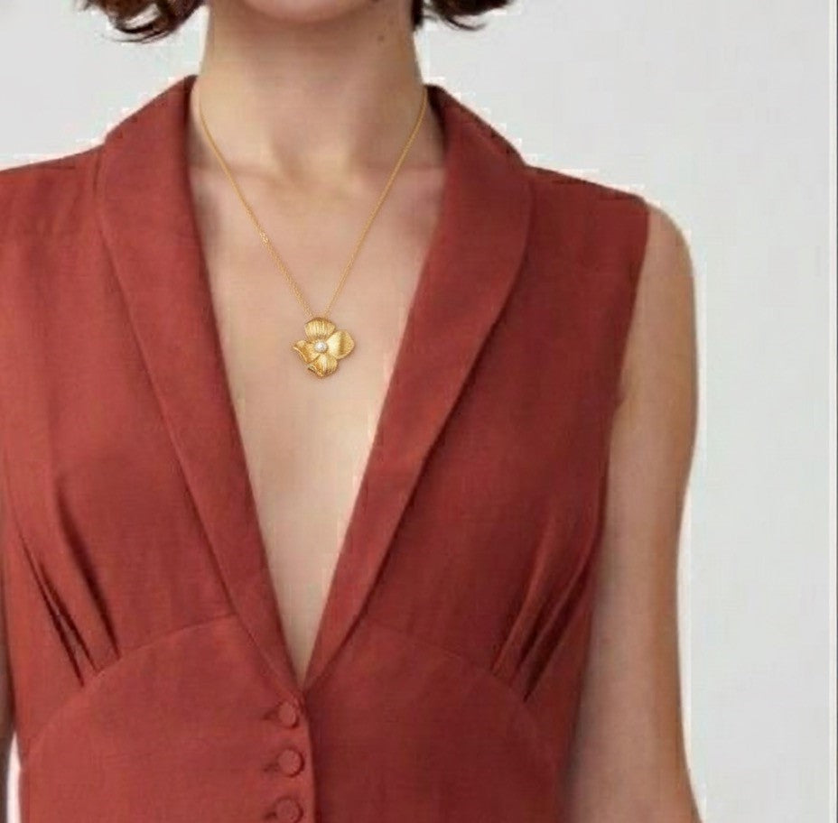 Just Lil Things Golden Blossom Pearl Necklace jltn1639