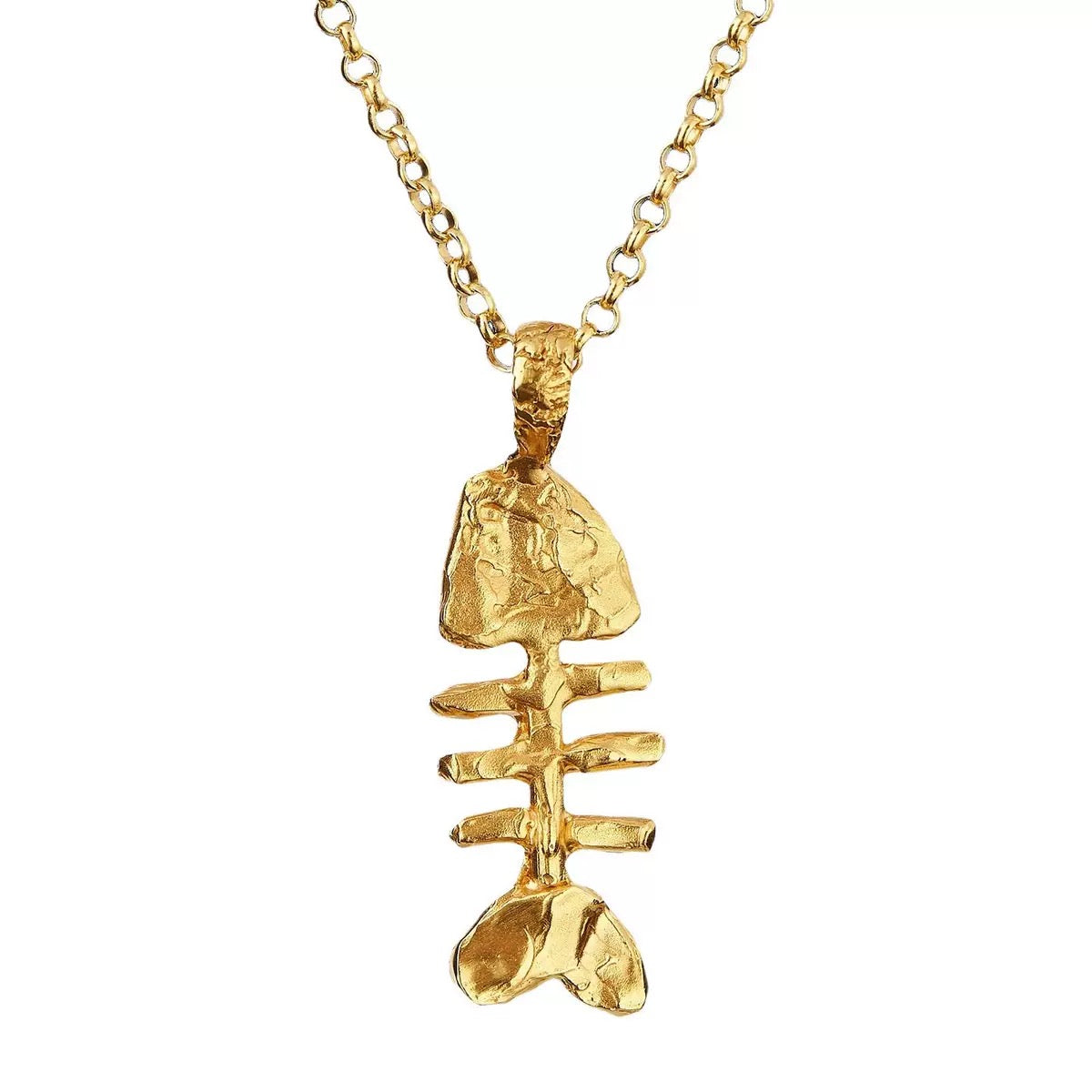 Just Lil Things Golden Fishbone Pendant Necklace jltn1642