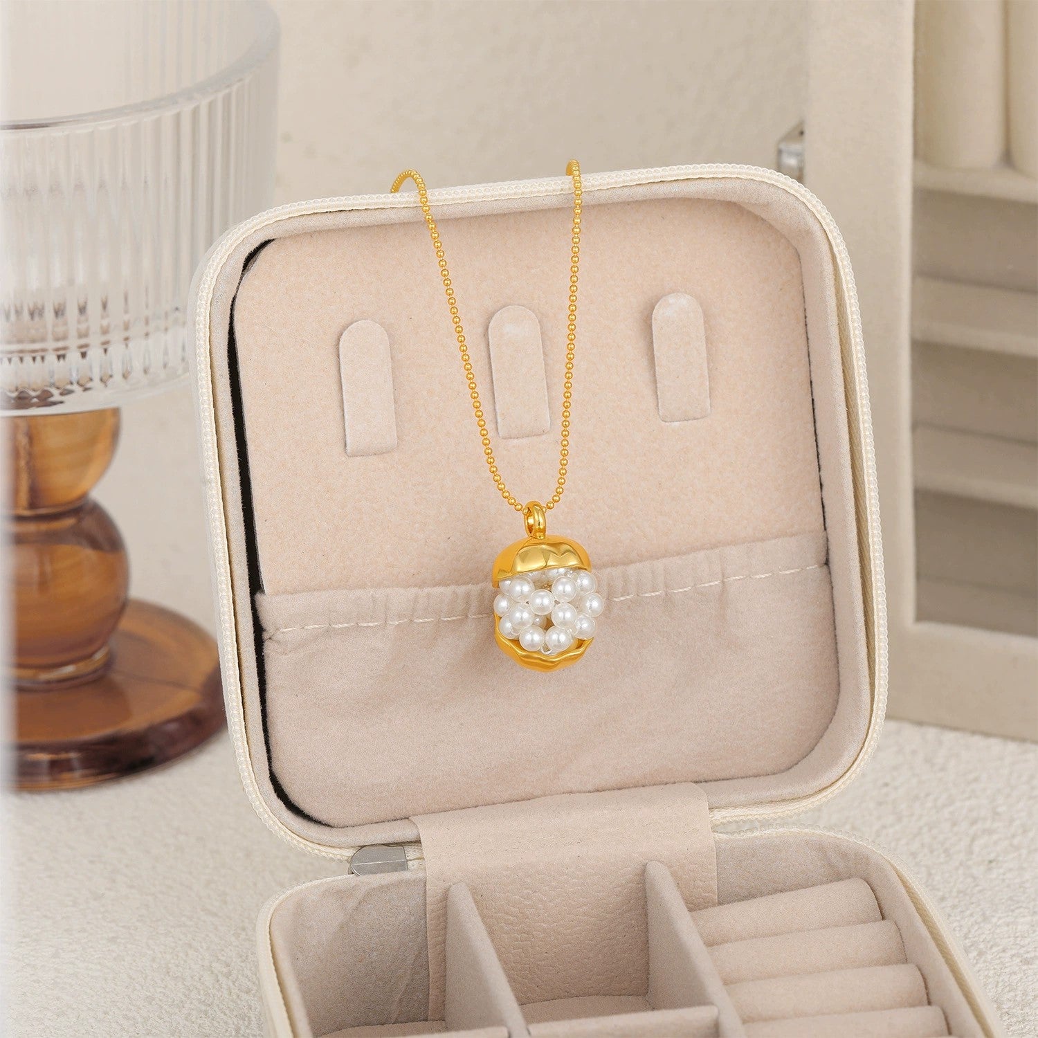 Just Lil Things Pearl Cluster Drop Pendant Necklace jltn1643