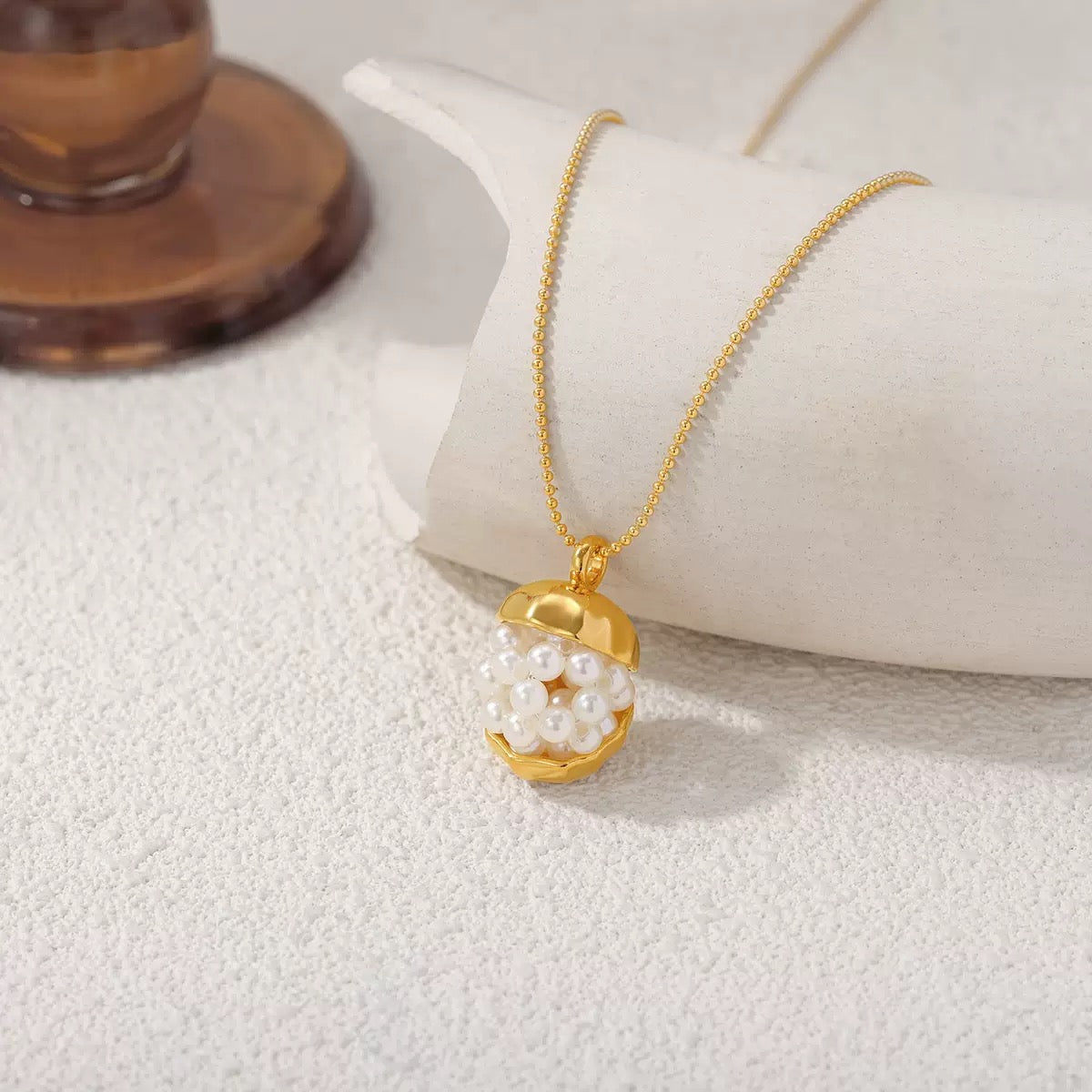 Just Lil Things Pearl Cluster Drop Pendant Necklace jltn1643