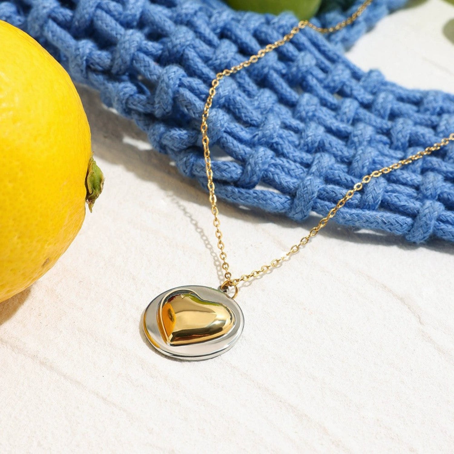 Just Lil Things Dual-Tone Puffy Heart Pendant Necklace jltn1644