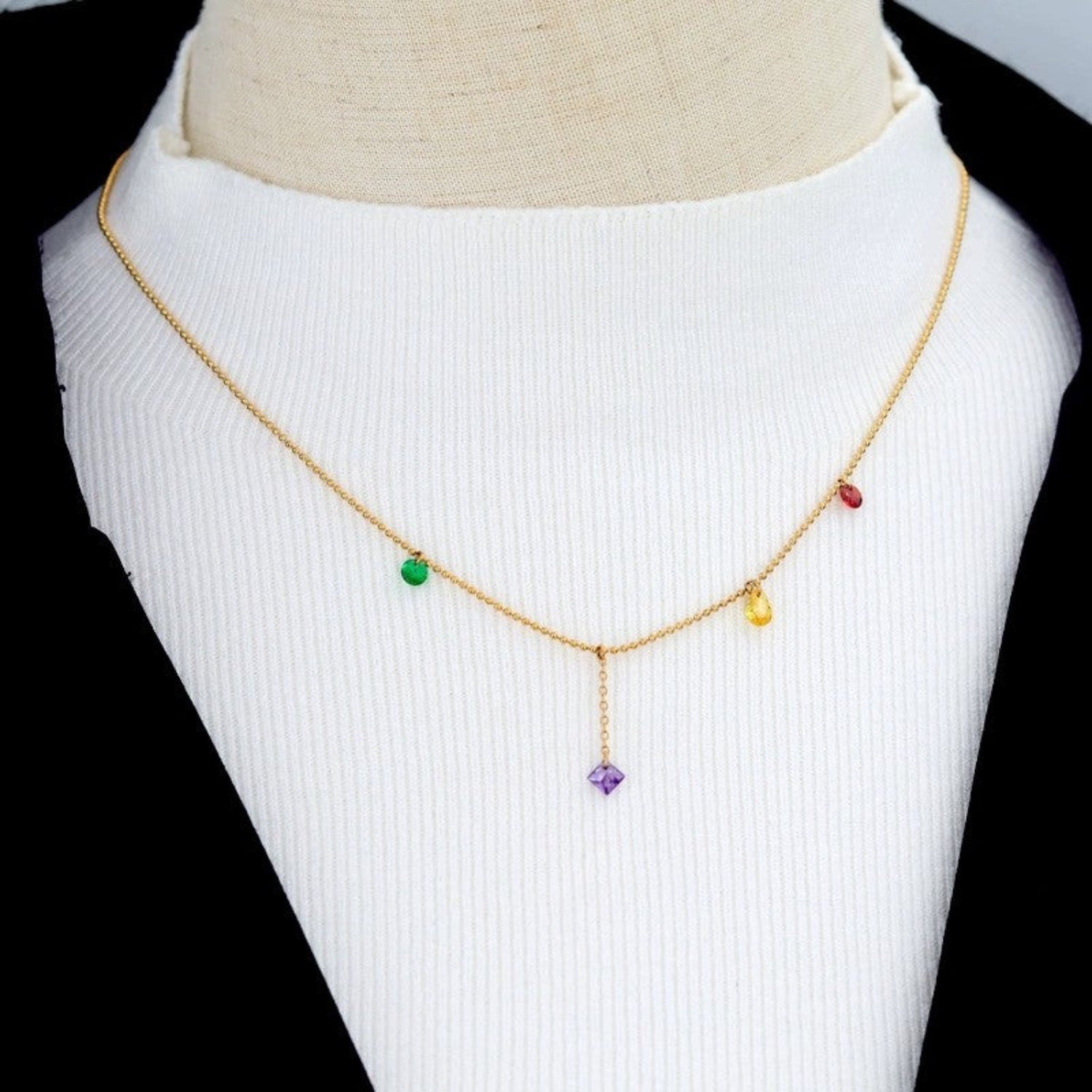 Just Lil Things Rainbow Gem Drop Necklace jltn1662