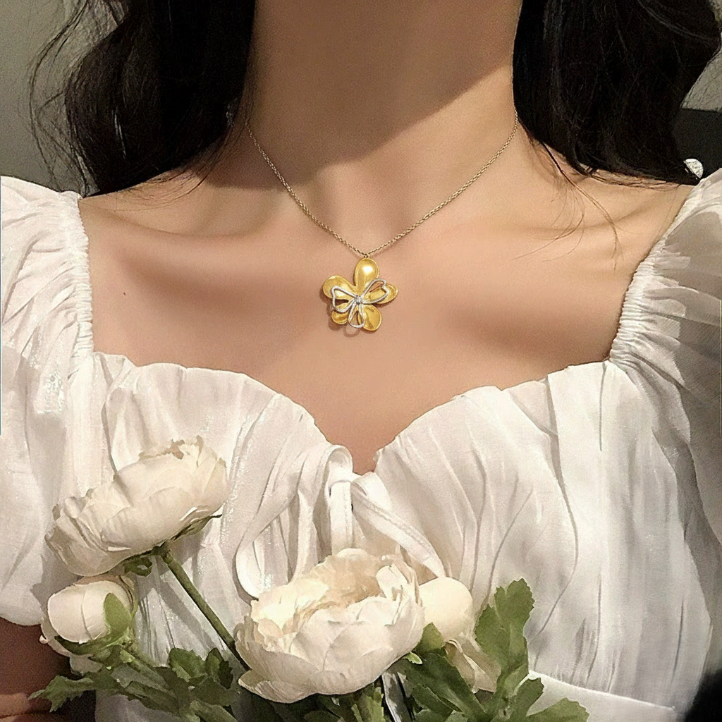Just Lil Things Dual-Tone Bloom Pendant Necklace jltn1667