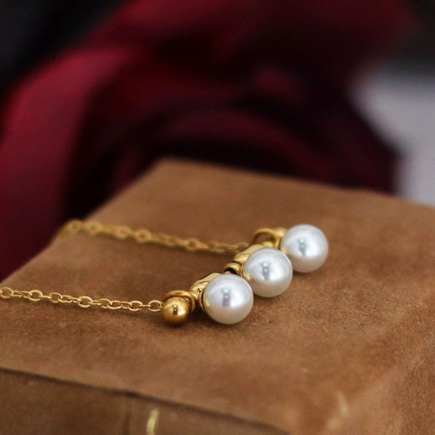 Just Lil Things Triple Pearl Drop Necklace jltn1673