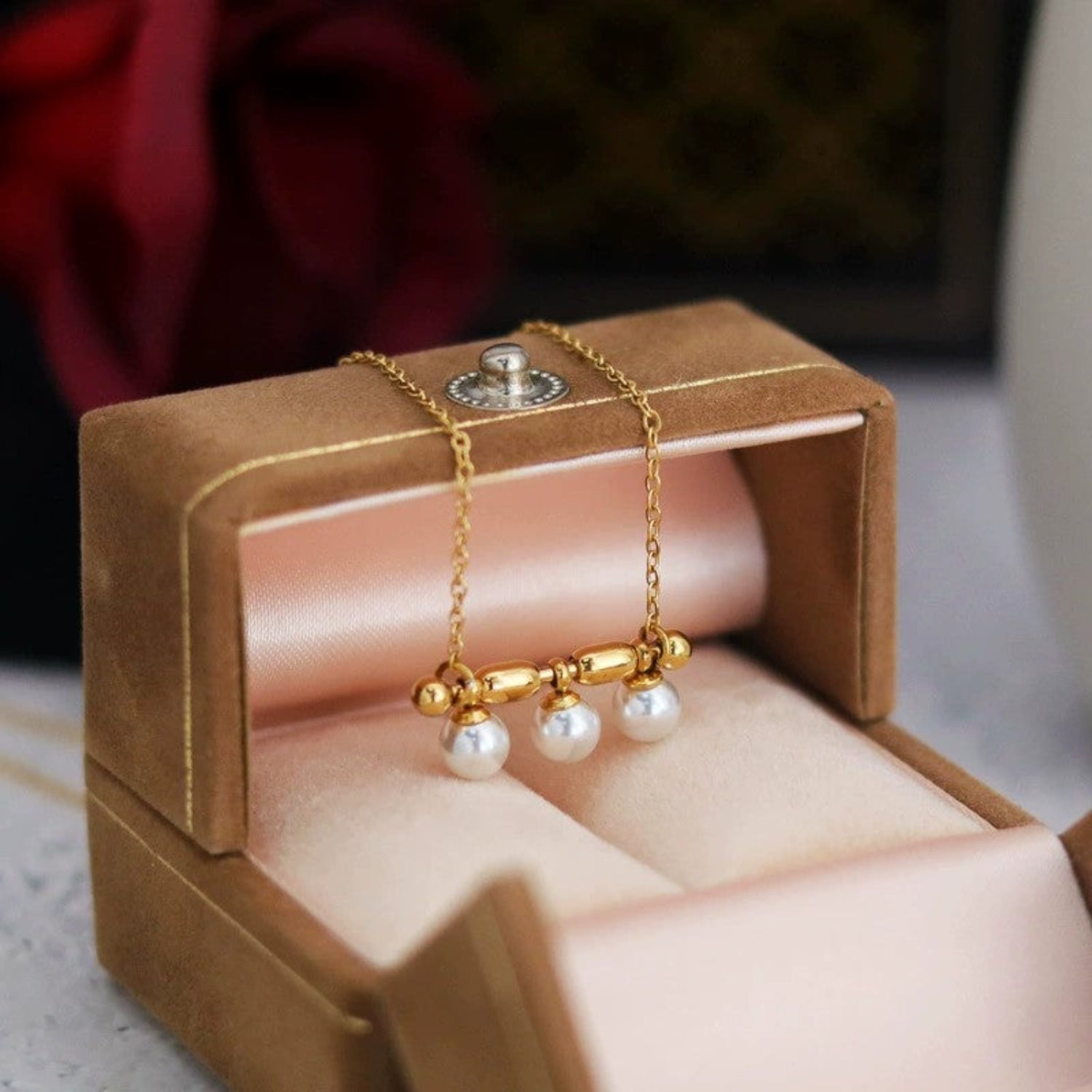 Just Lil Things Triple Pearl Drop Necklace jltn1673