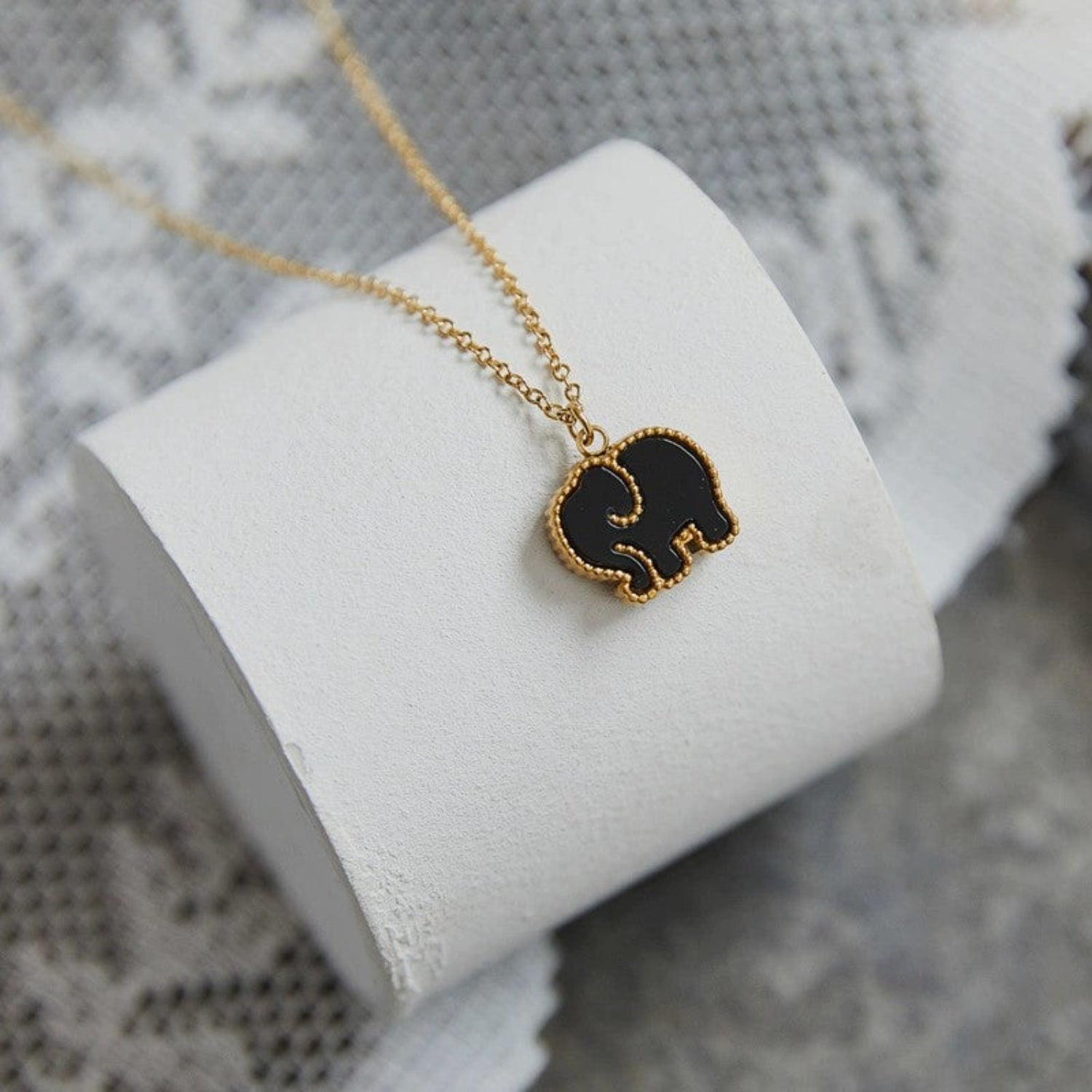 Just Lil Things Black Elephant Charm Necklace jltn1674