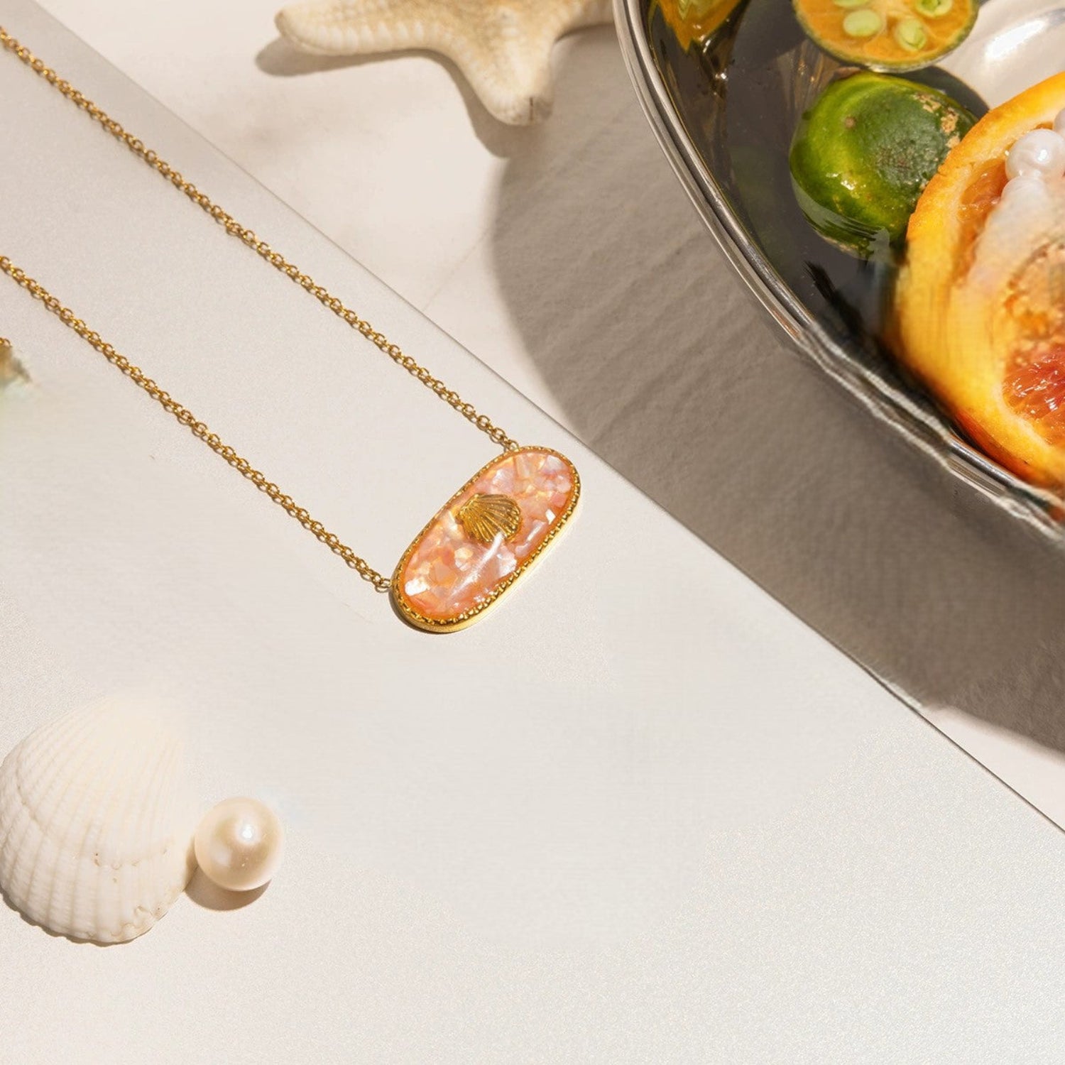 Just Lil Things Ocean Shell Stone Necklace jltn1676