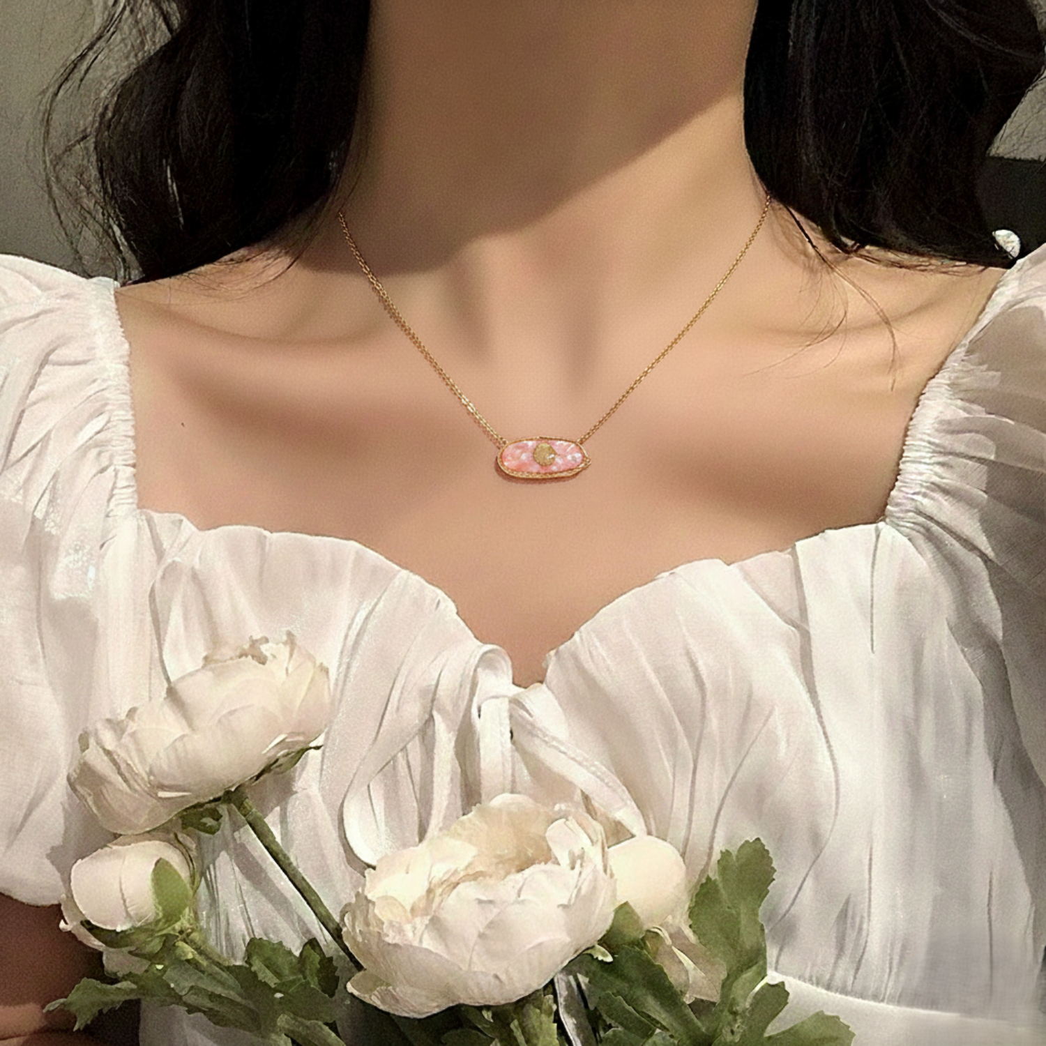 Just Lil Things Ocean Shell Stone Necklace jltn1676