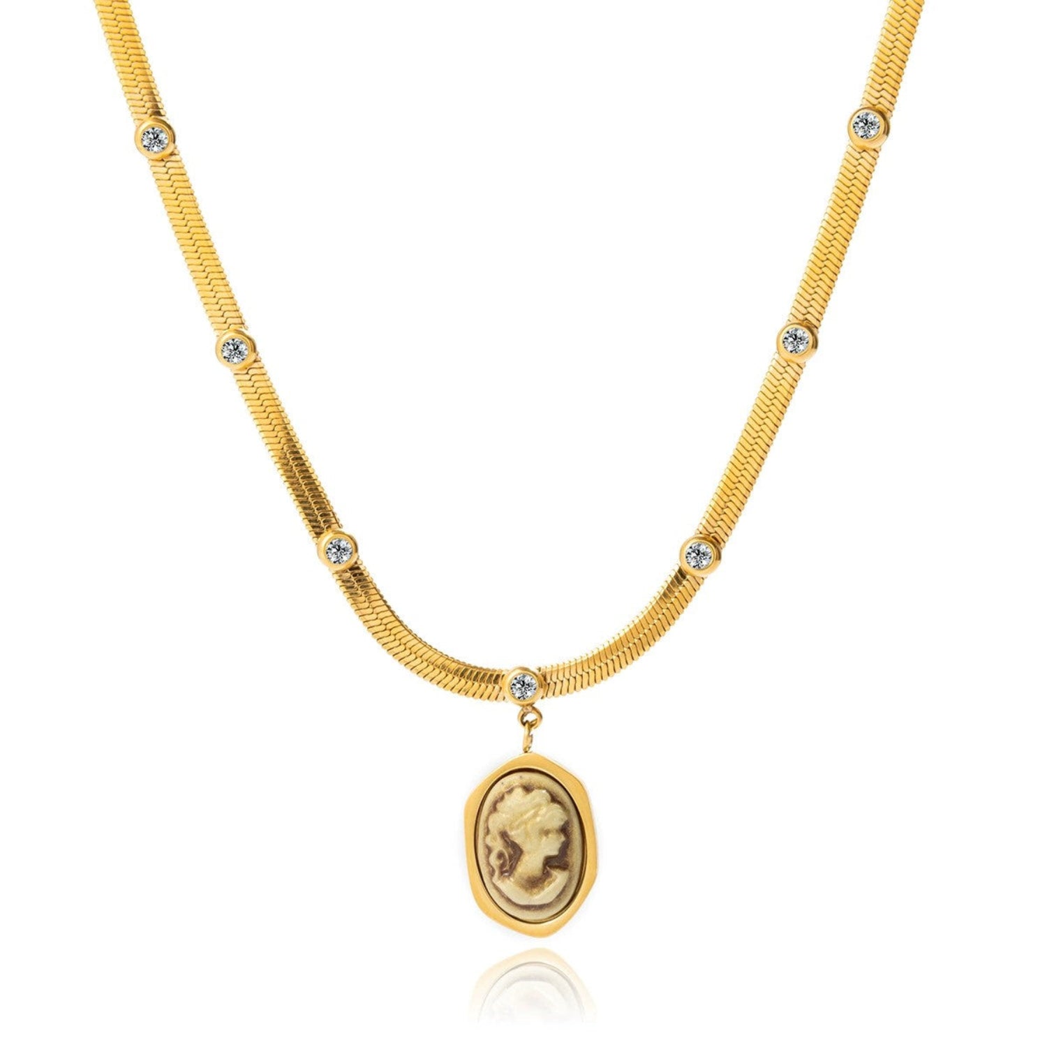 Just Lil Things Vintage Cameo Medallion Necklace jltn1677