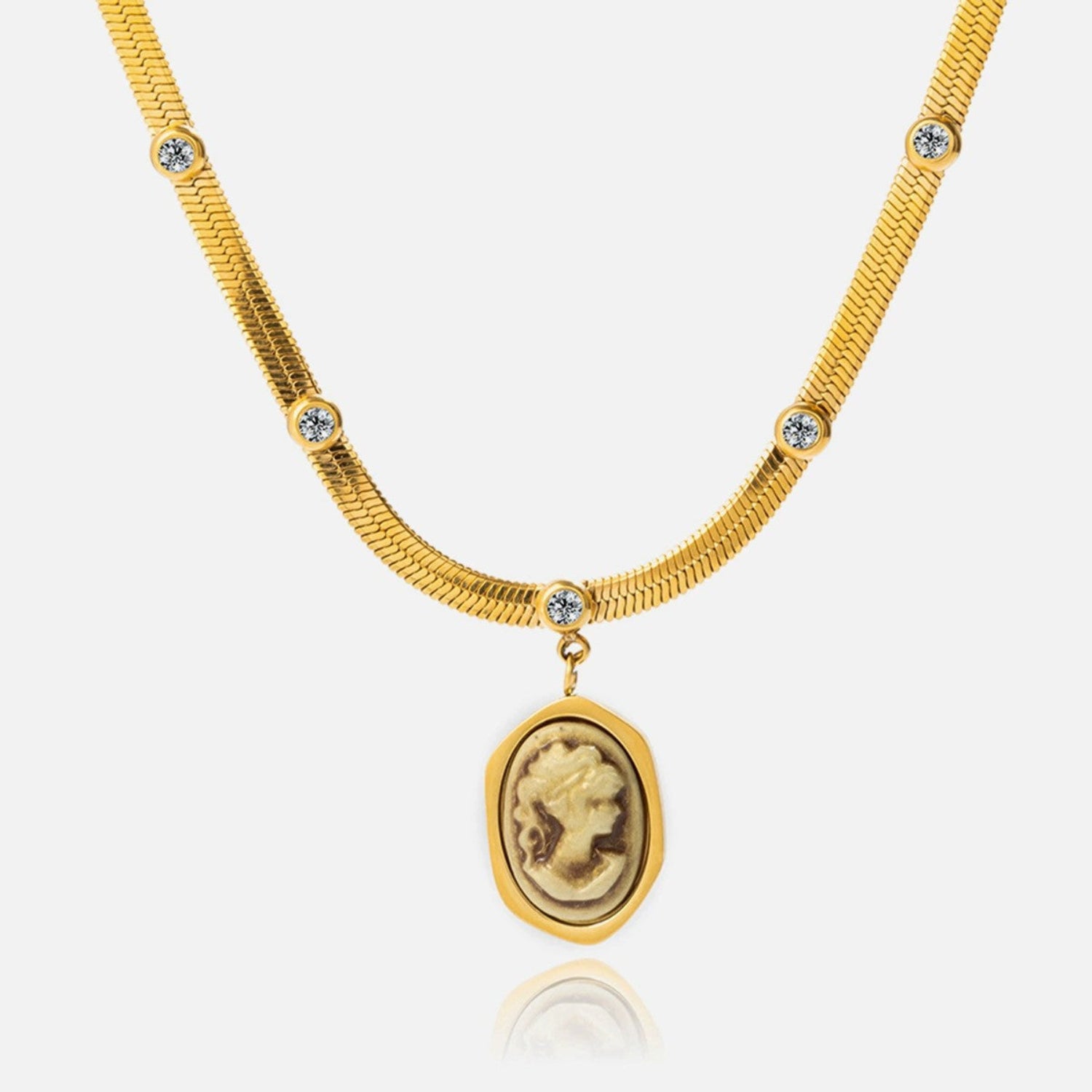 Just Lil Things Vintage Cameo Medallion Necklace jltn1677