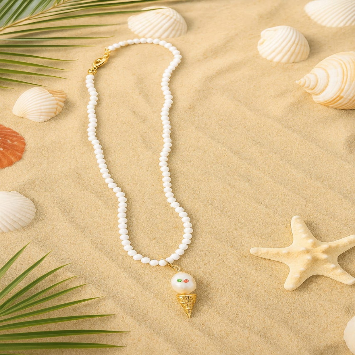 Just Lil Things Coastal Scoop Pearl Necklace jltn1685