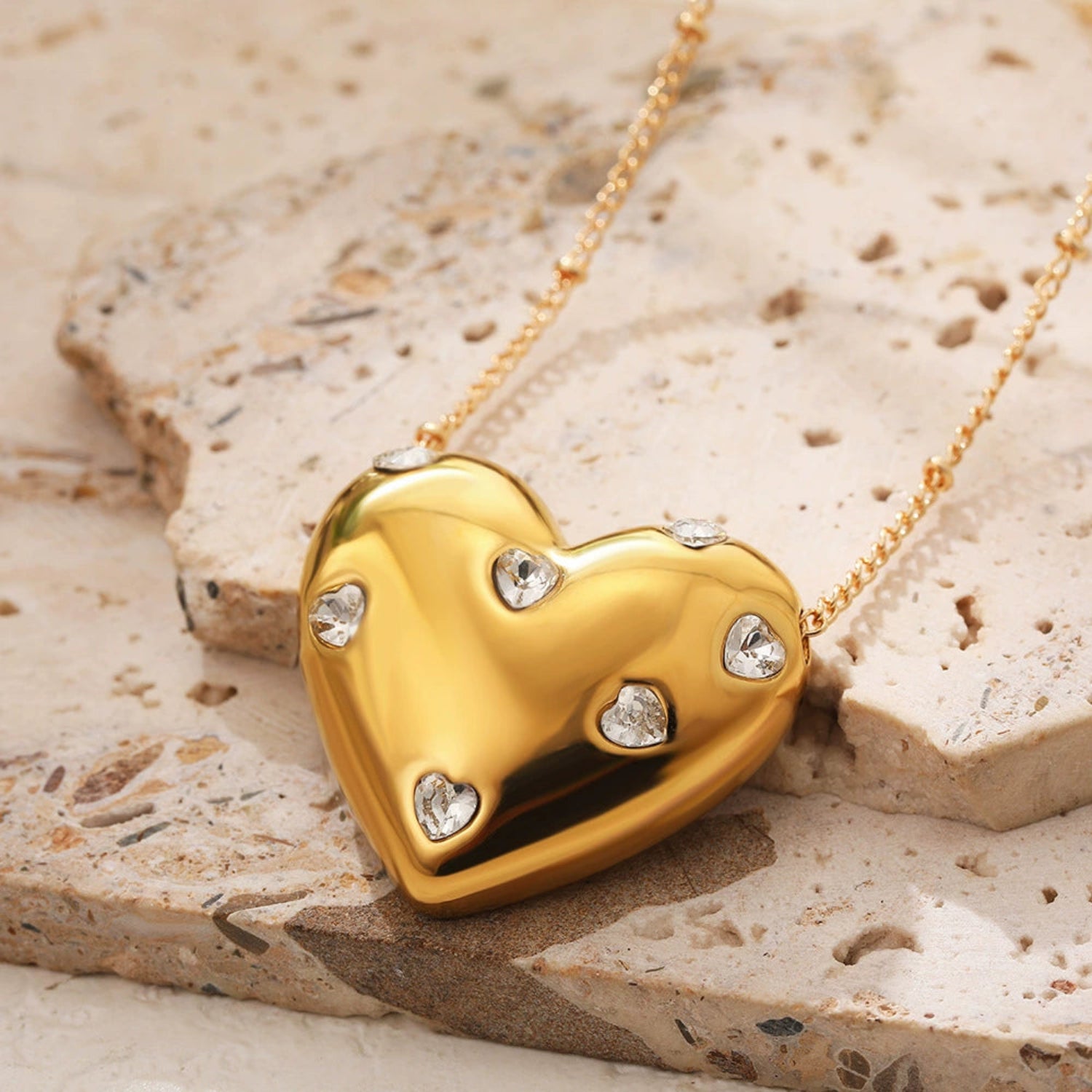 Oversized Puffy Heart Crystal Necklace JLTN1700