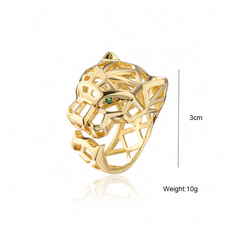 Panther's head with an openwork, geometric style Gold Rings JLTR0416