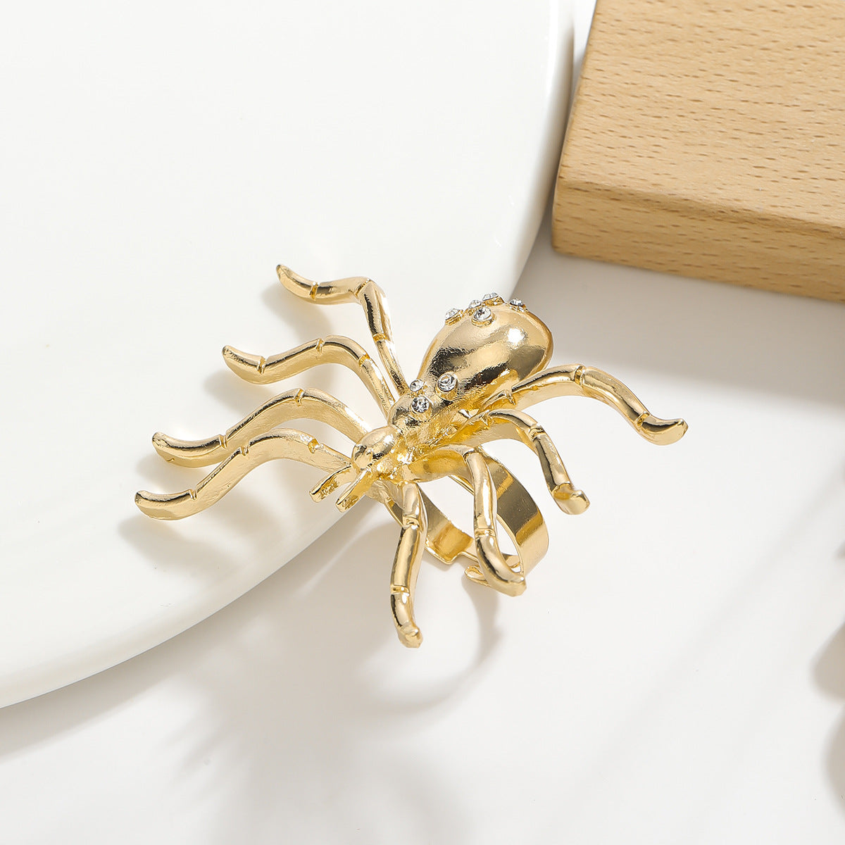 Golden Spider Statement with Crystal Accents Rings JLTR0427