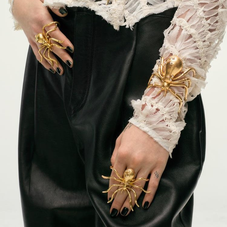 Golden Spider Statement with Crystal Accents Rings JLTR0427