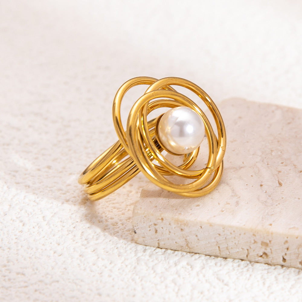 Pearl Gold Ring Design Buy Bold Pearl Ring- 18k Gold Plated Online