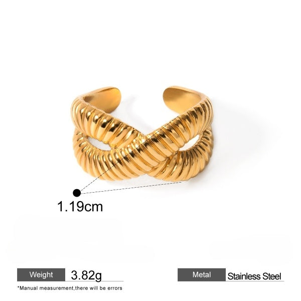 Cross Tubular “X” silhouette Gold-tone Ring JLTR0432