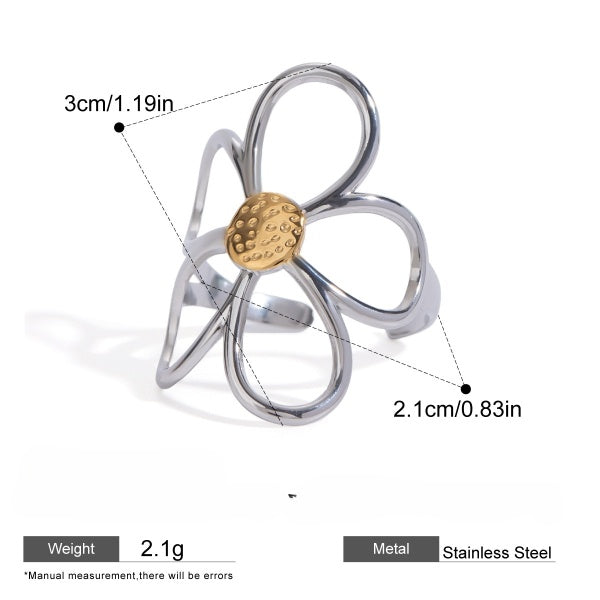 Sterling Daisy Dual Tone Flower Ring JLTR0433