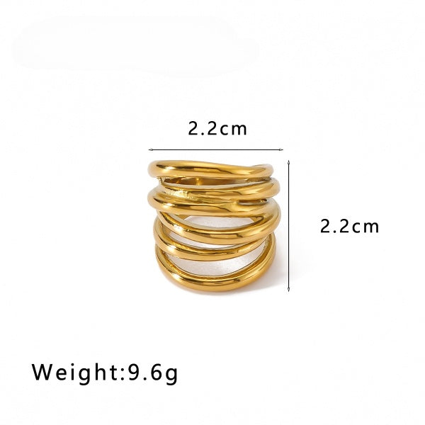 Trendy Curlicue Cord Styled Gold Ring JLTR0453