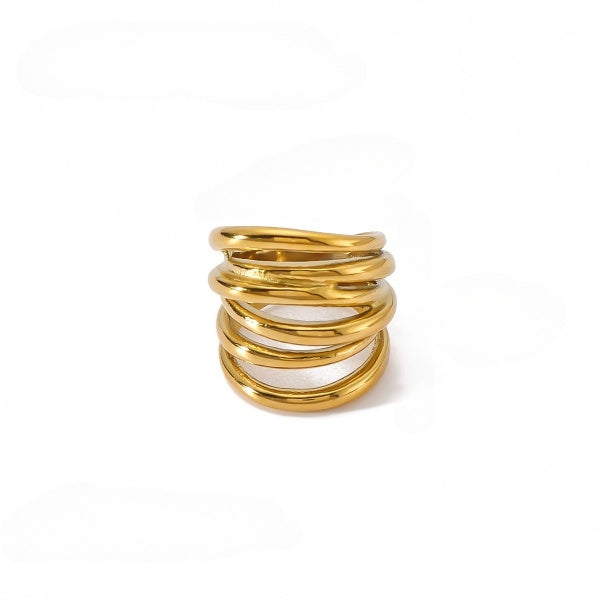 Trendy Curlicue Cord Styled Gold Ring JLTR0453