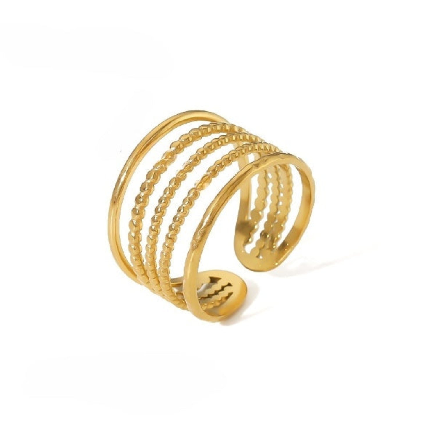 Elegant Multi-Band Textured Gold Statement Ring JLTR0454