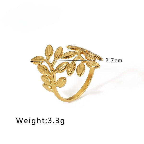 Delicate Gold Botanical Leaf Ring JLTR0455