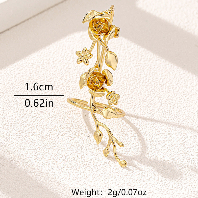 Gold Floral Vine Statement Rose Ring jltr0502