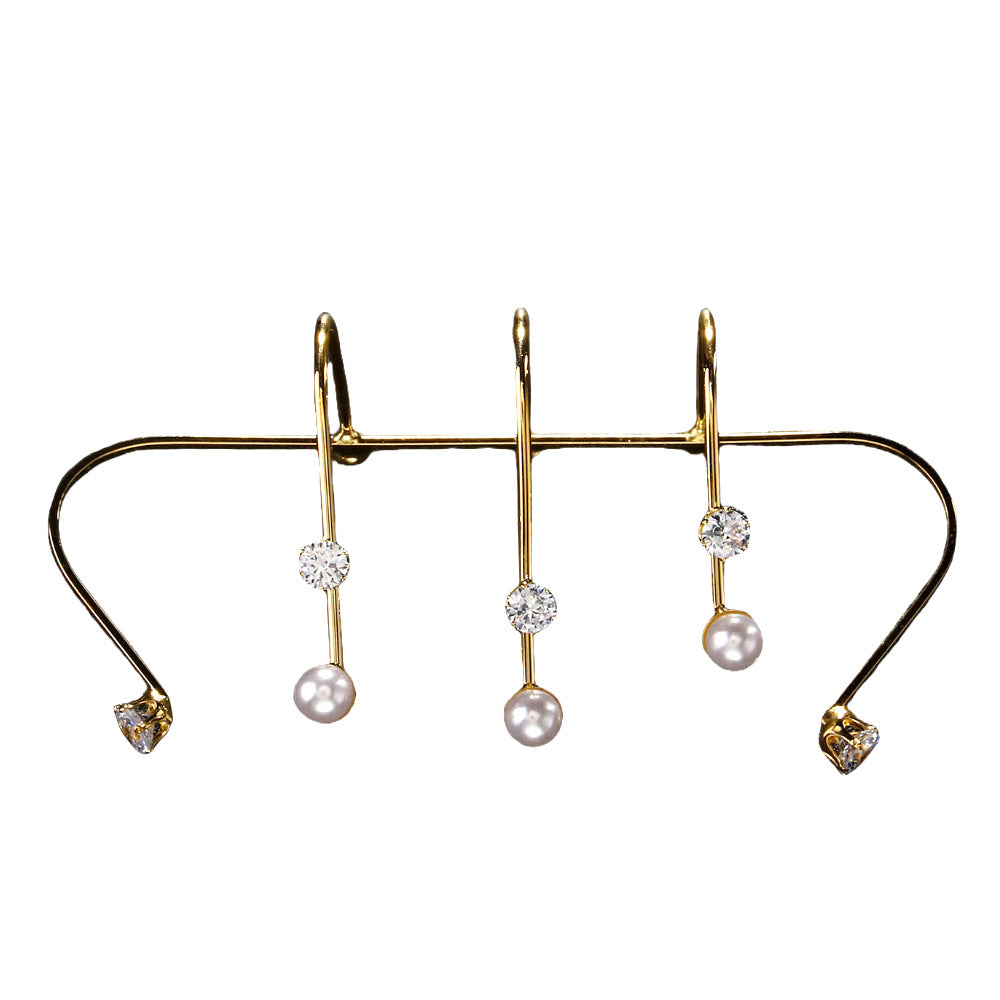 Sizzling Pearl and Crystal Multi-Finger Gold Ring jltr0504