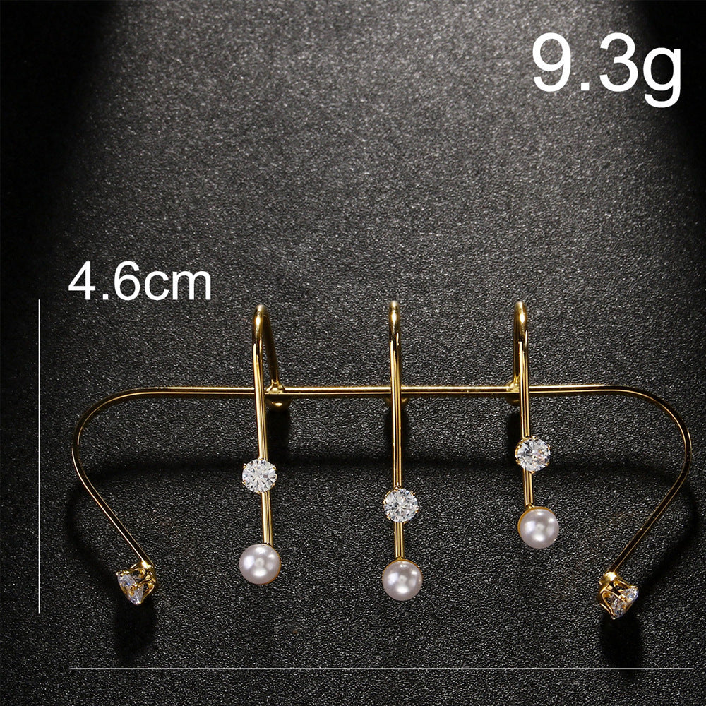 Sizzling Pearl and Crystal Multi-Finger Gold Ring jltr0504