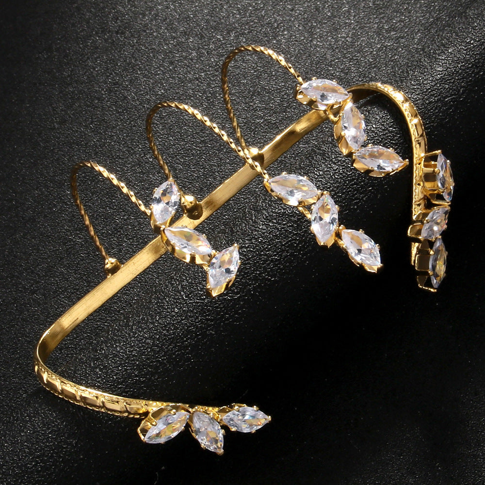 Crystal Leaf Multi-Finger Gold Statement Ring jltr0505