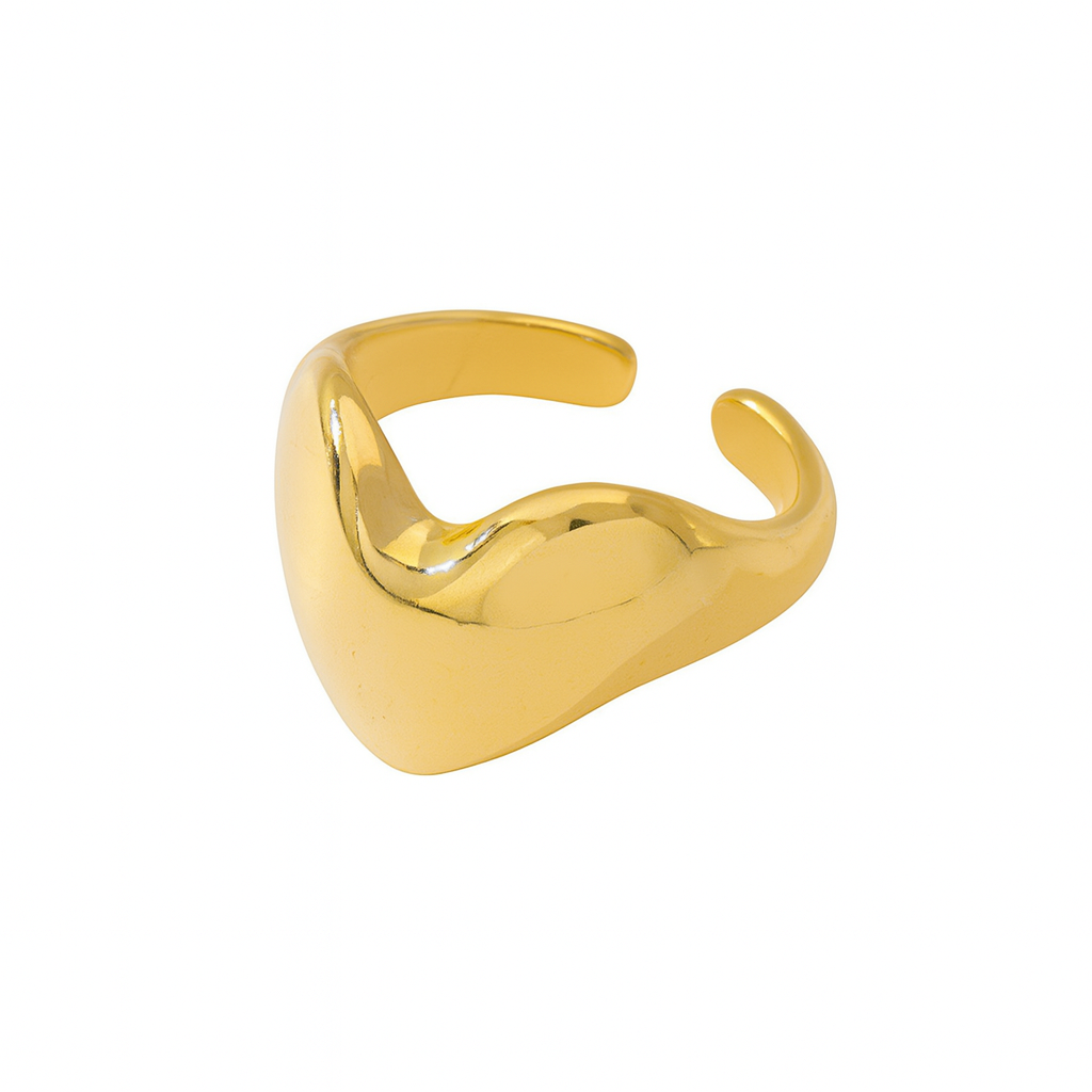Golden Puff Heart Statement Ring JLTR0527