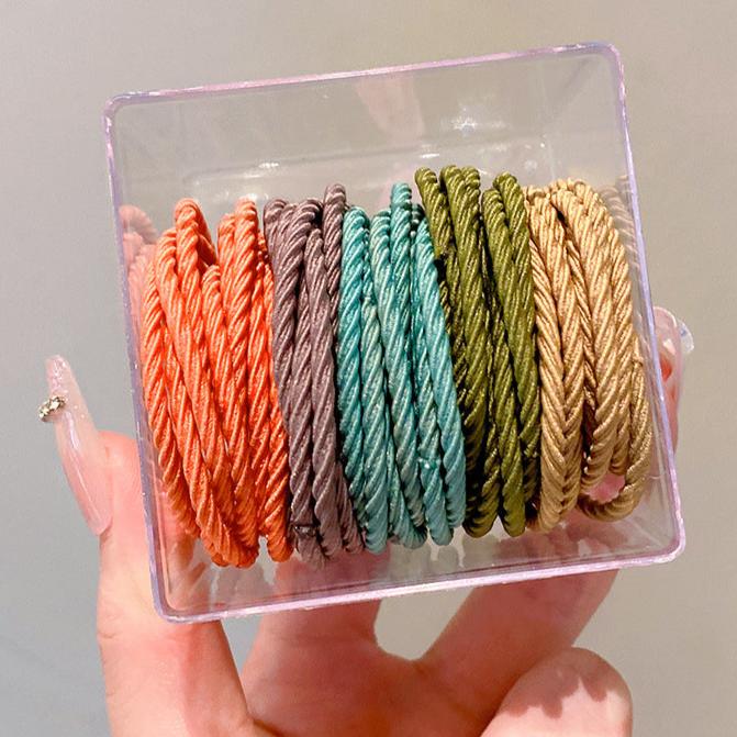 Earthy Twisted Hair Tie Set – Rope Style Elastic Bands (50 pcs) jlts0482