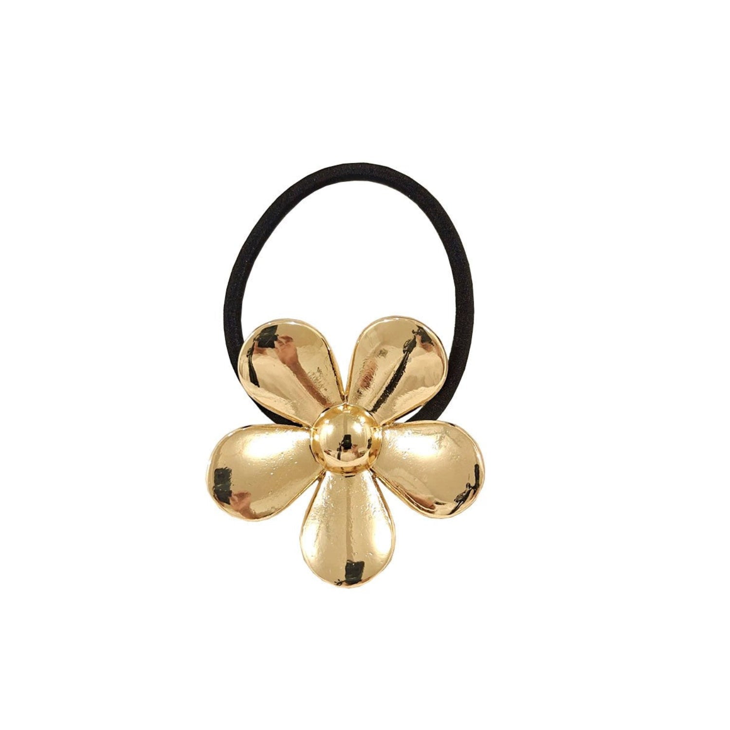 Just Lil Things Gold Metallic Flower Hair Tie jlts0566