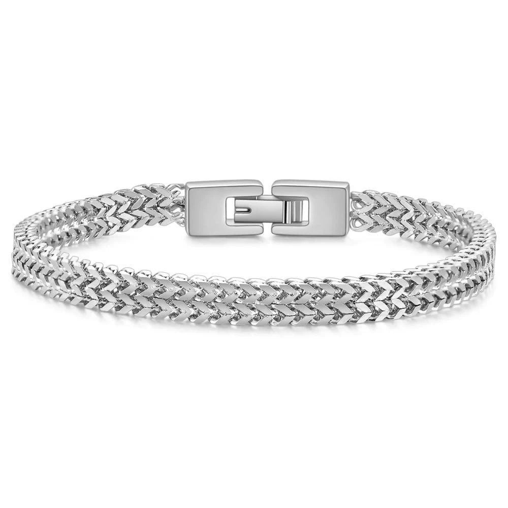 Just Lil Things Men's Silver-Tone Chevron Chain Bracelet with Modern Clasp mb0029