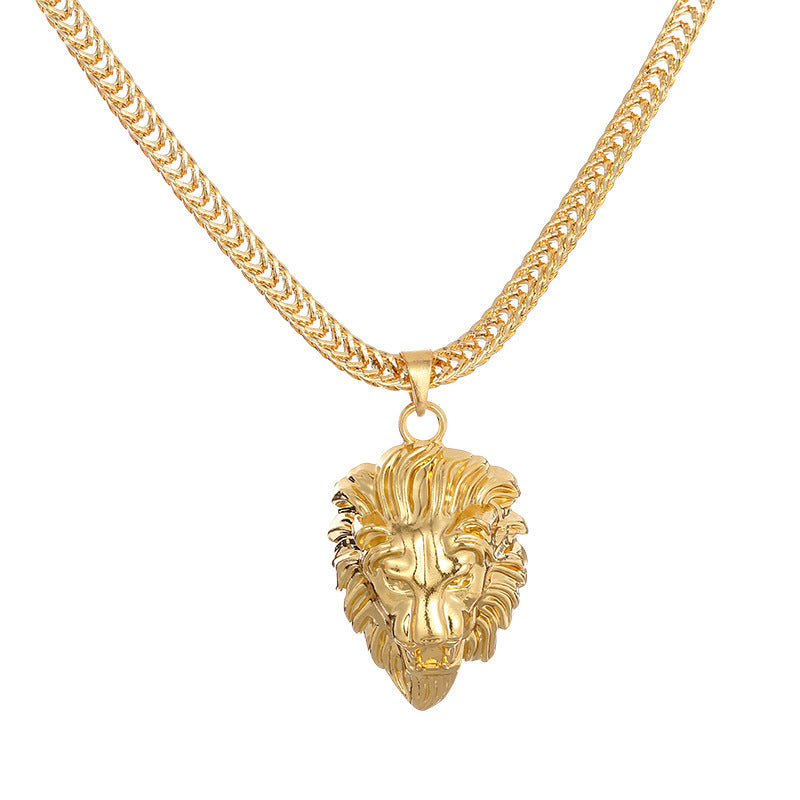 Lion Head Pendant Gold Thick Necklace MN0024