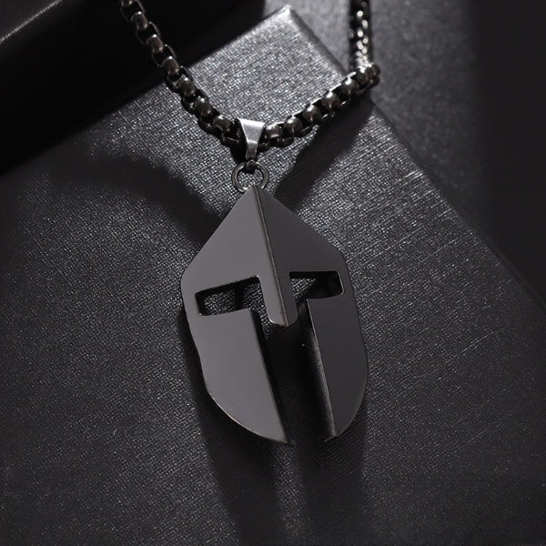 Spartan Mask Pendant Black Necklace MN0028