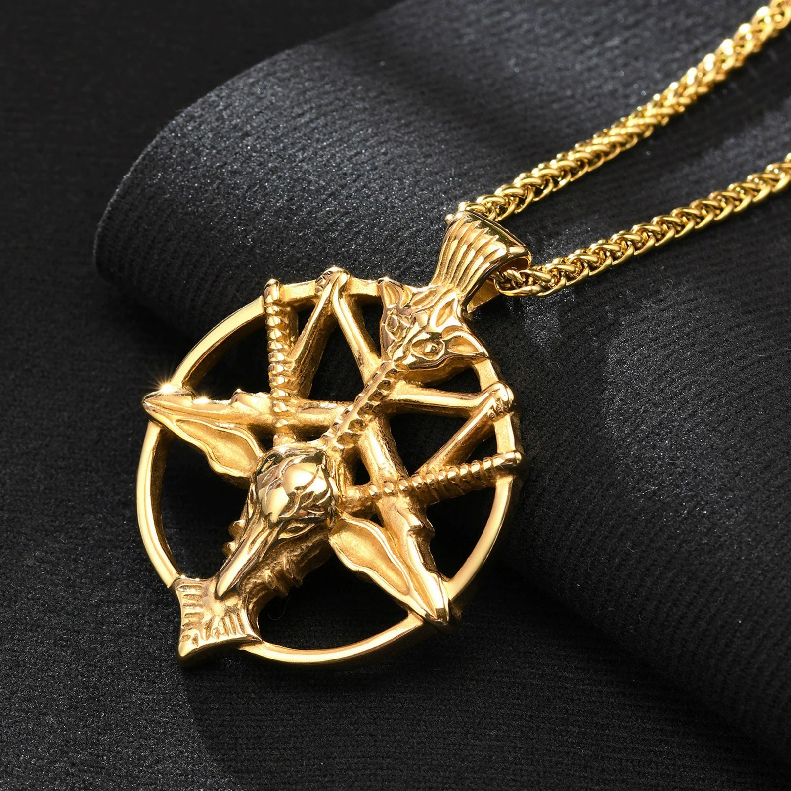 punk satan goat head pendant chain mn0053