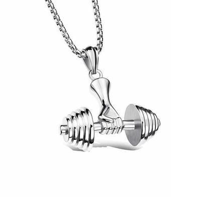Fashion jewelry Amazon wish hot sale new necklace titanium steel chain couple dumbbell pendant fitness men's necklace mn0055