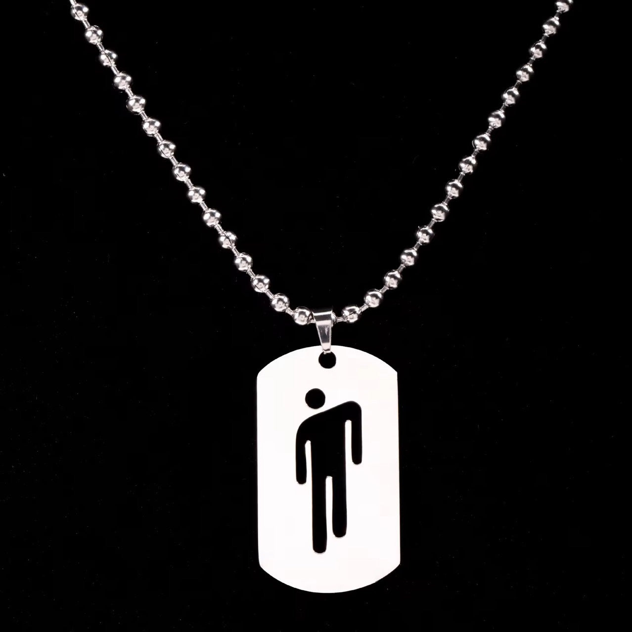 simple stainless steel villain necklace hip-hop trend military brand pendant sweater chain mn0054