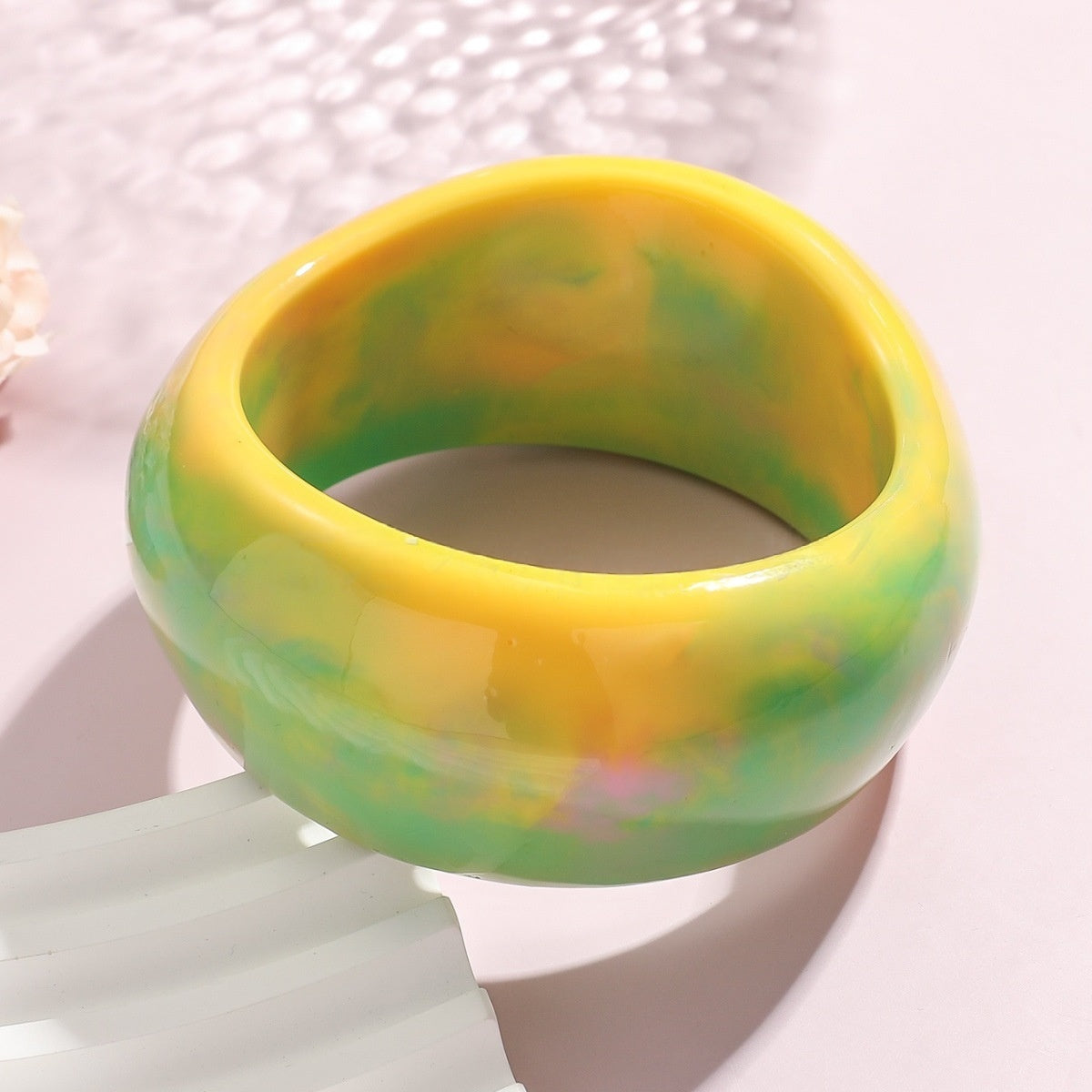 European and American style fashion macaron color gradient resin bracelet personality retro geometric round bracelet JLTB0826