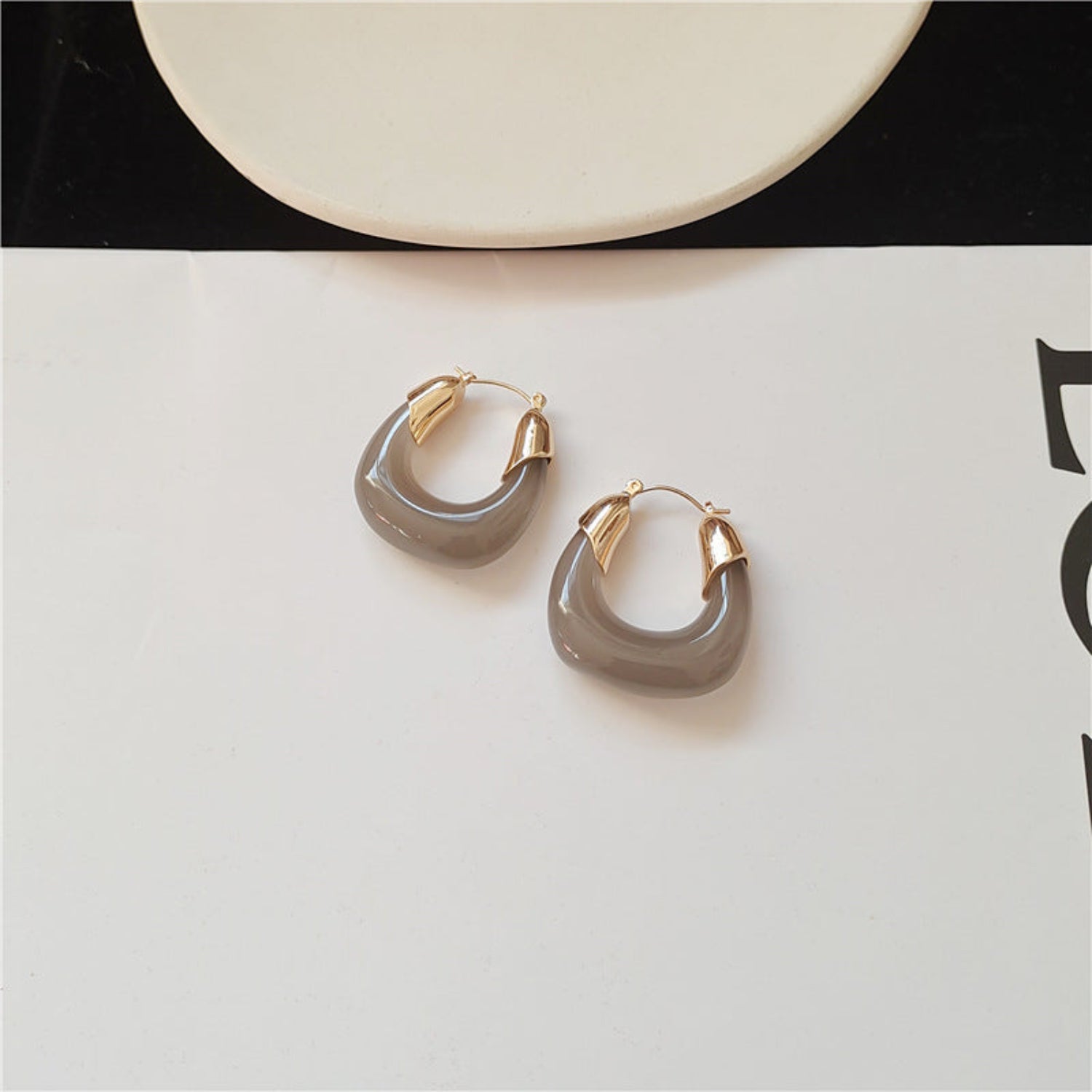 Just Lil Things Grey Hoop Earrings jlt11279